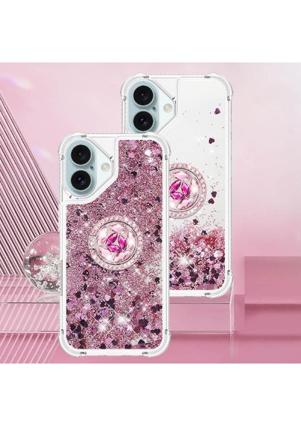 Halka Kickstand Halka Kickstand Köpüklü Kum ile IPhone 16 Için Telefon Kılıfı (Yurt Dışından) indirimleri