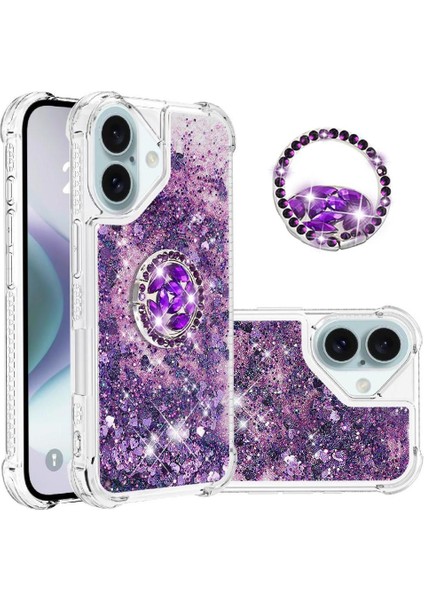 Halka Kickstand Darbeye Dayanıklı Koruma ile IPhone 16 Plus Için Telefon Kılıfı (Yurt Dışından)