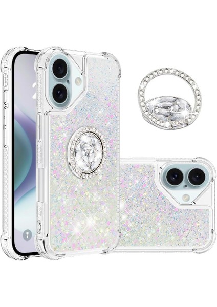 Halka Kickstand Halka Kickstand Köpüklü Kum ile IPhone 16 Için Telefon Kılıfı (Yurt Dışından)