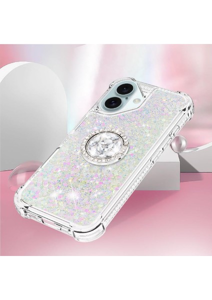 Halka Kickstand Halka Kickstand Köpüklü Kum ile IPhone 16 Için Telefon Kılıfı (Yurt Dışından) modelleri