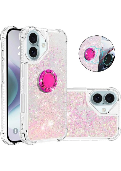 Halka Kickstand Halka Kickstand Köpüklü Kum ile IPhone 16 Için Telefon Kılıfı (Yurt Dışından)