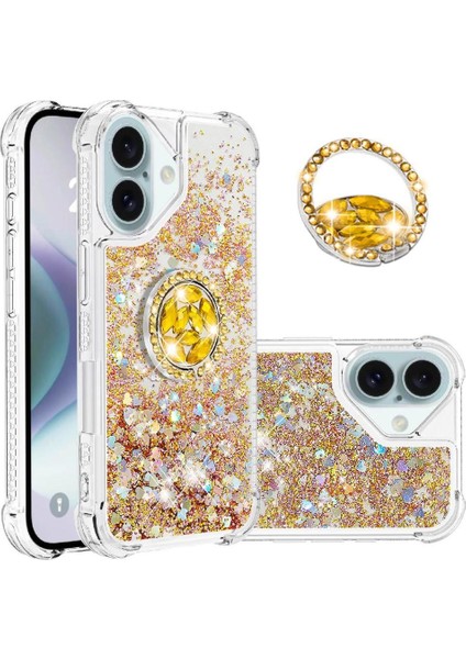 Halka Kickstand Darbeye Dayanıklı Koruma ile IPhone 16 Plus Için Telefon Kılıfı (Yurt Dışından)