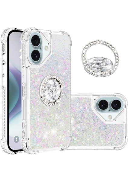 Halka Kickstand Darbeye Dayanıklı Koruma ile IPhone 16 Plus Için Telefon Kılıfı (Yurt Dışından)