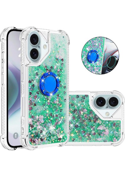 Halka Kickstand Darbeye Dayanıklı Koruma ile IPhone 16 Plus Için Telefon Kılıfı (Yurt Dışından)