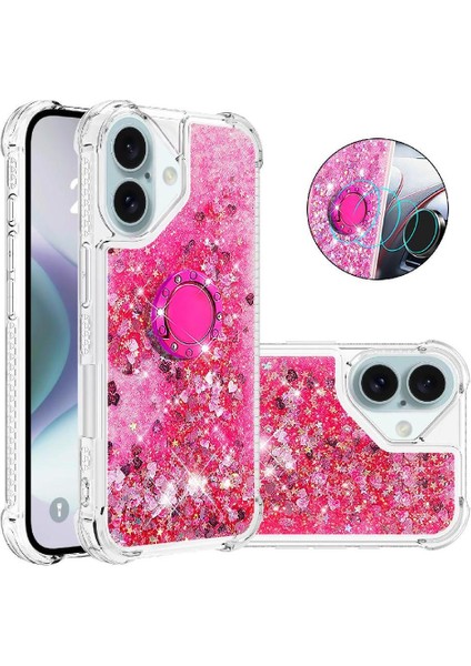 Halka Kickstand Darbeye Dayanıklı Koruma ile IPhone 16 Plus Için Telefon Kılıfı (Yurt Dışından)