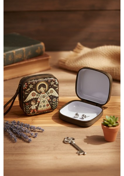 Koruyucu Melek Figürlü Fermuarlı Mini Kılıf - Manevi Temalı Taşıma Çantası (Rozaryo/takı/kulaklık) modelleri