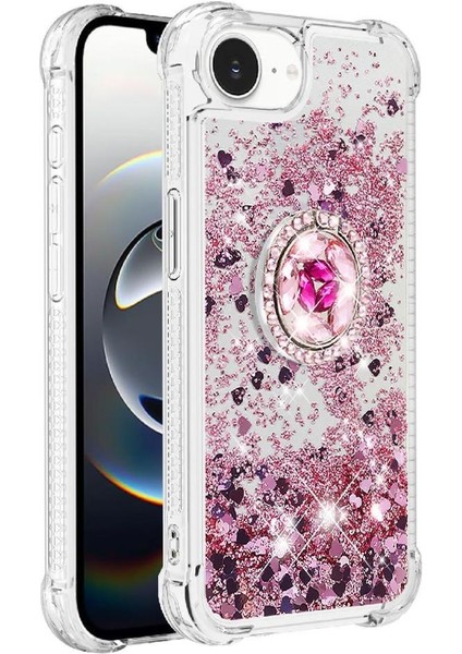 Halka Kickstand Köpüklü Kum Akış Halkası ile IPhone 16E Için Telefon Kılıfı (Yurt Dışından) fırsatları