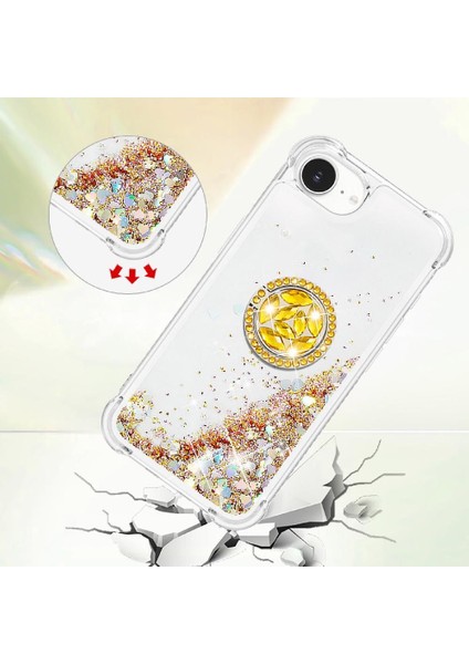 Halka Kickstand Köpüklü Kum Akış Halkası ile IPhone 16E Için Telefon Kılıfı (Yurt Dışından) modelleri