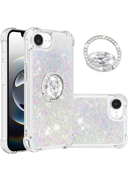 Halka Kickstand Köpüklü Kum Akış Halkası ile IPhone 16E Için Telefon Kılıfı (Yurt Dışından)