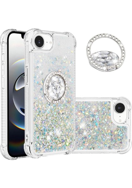 Halka Kickstand Köpüklü Kum Akış Halkası ile IPhone 16E Için Telefon Kılıfı (Yurt Dışından)