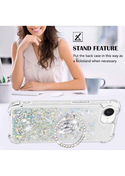 Halka Kickstand Köpüklü Kum Akış Halkası ile IPhone 16E Için Telefon Kılıfı (Yurt Dışından) modelleri