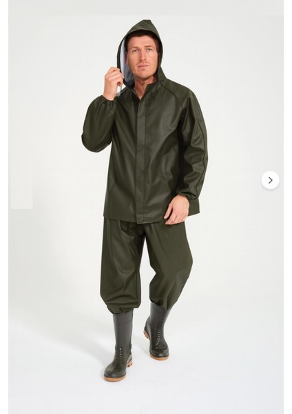 Yerli Balıkçı Haki Takım Yağmurluk - Su Geçirmez - Avcı - Balıkçı - Sulama - Çiftçi - Pvc