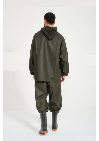 Yerli Balıkçı Haki Takım Yağmurluk - Su Geçirmez - Avcı - Balıkçı - Sulama - Çiftçi - Pvc indirimleri