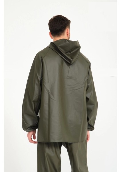 Yerli Balıkçı Haki Takım Yağmurluk - Su Geçirmez - Avcı - Balıkçı - Sulama - Çiftçi - Pvc