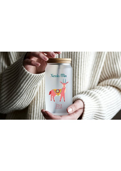 Isme Özel Çocuklar Için Pipetli Su Süt Cam Suluk - Kürtçe Xezala Min Suluk (Isim Için Mesaj Çekiniz) fiyatları