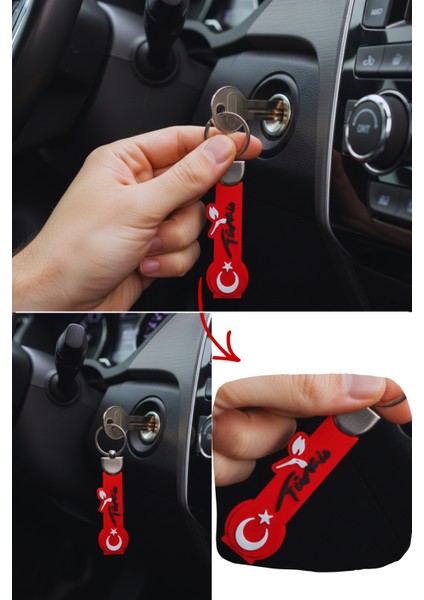 Türk Bayrak'lı Silikon Araç Oto Anahtarlık | Türk Bayrak'lı Ayyıldızlı Araba Anahtarlığı