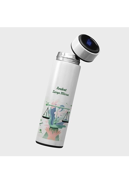 Avukatlara Özel Dijital Göstergeli Çelik Termosu - 450 Mlt - Isminize Özel (Isim Için Mesaj Atınız)