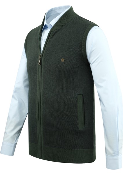 Erkek Triko Yelek Fermuarlı Cepli Çelik Örgü Triko Klasik Kalıp - 5015J fiyatları
