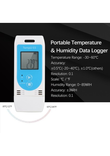 2x Tempu 03 USB Sıcaklık Nem Veri Logger Yeniden Kullanılabilir Rh Temp Datalogger Recorder Nemlendirici Kayıt Ölçer (Yurt Dışından) modelleri