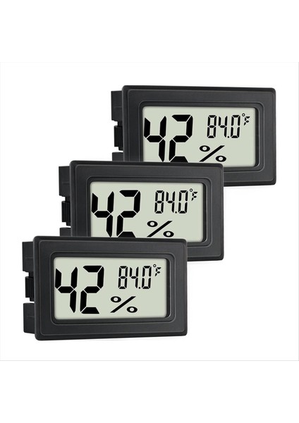 Çok Fonksiyonlu Kapalı Dijital Termometre Higrometre - 3 Paket Nem Sayaçları Yerleşik Problu Gösterge (Yurt Dışından)