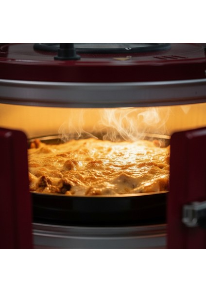 AF130L 25 Litre Orta Boy Yuvarlak Davul Fırın, İç Aydınlatmalı, Termostatlı, Üst & Ön Gözetleme Camlı, 1 Tepsi