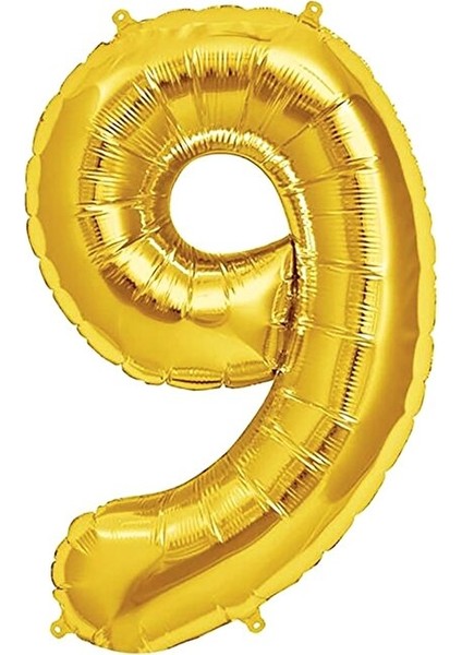 Rakam Folyo Balon Gold Altın 34 Inç 86 cm (9 Rakamı)
