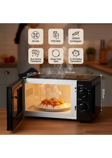 AMD160 20 Lt 700W Inverter Siyah Mikrodalga Fırın, 4 Kademeli Isı, Buz Çözdürme, 0-30 Dakika Zaman Ayarlı fiyatları