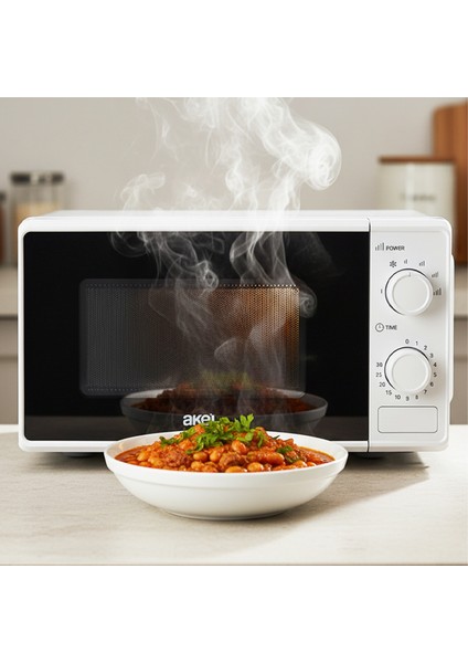AMD160 Mikrodalga Fırın 20 lt Kapasite 1000 W Beyaz Mekanik Kontrol ile Kullanım