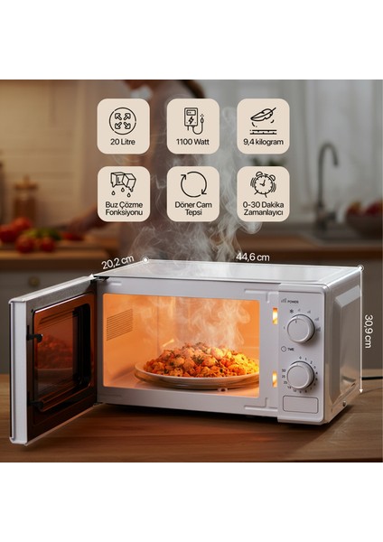 AMD160 Mikrodalga Fırın 20 lt Kapasite 1000 W Beyaz Mekanik Kontrol ile Kullanım fiyatları