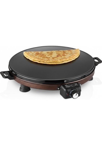 AT610 46 cm Bakır Elektrikli Katmer, Bazlama, Gözleme Sacı, Termostatlı, Büyük Boy, Eşit Isı Dağılımı