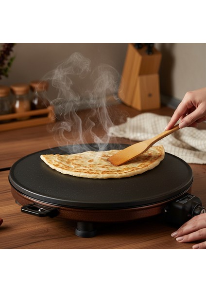 AT610 46 cm Bakır Elektrikli Katmer, Bazlama, Gözleme Sacı, Termostatlı, Büyük Boy, Eşit Isı Dağılımı modelleri