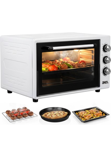 AF950L 50 Lt Gri Midi Fırın, İç Aydınlatmalı, Zaman Ayarlı, Izgara ve Fırın Fonksiyonlu, 2 Tepsi, 1 Tel Izgara