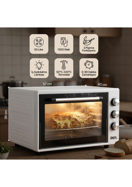 AF950L 50 Lt Gri Midi Fırın, İç Aydınlatmalı, Zaman Ayarlı, Izgara ve Fırın Fonksiyonlu, 2 Tepsi, 1 Tel Izgara fiyatları