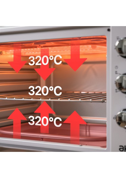 AF950L 50 Lt Gri Midi Fırın, İç Aydınlatmalı, Zaman Ayarlı, Izgara ve Fırın Fonksiyonlu, 2 Tepsi, 1 Tel Izgara fırsatları