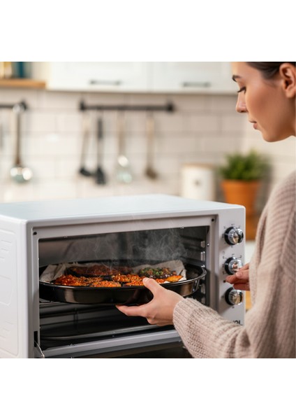 AF950L 50 Lt Gri Midi Fırın, İç Aydınlatmalı, Zaman Ayarlı, Izgara ve Fırın Fonksiyonlu, 2 Tepsi, 1 Tel Izgara indirimleri