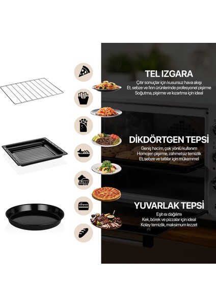 AF930L 45 Lt Gri Midi Fırın, İç Aydınlatmalı, Zaman Ayarlı, Izgara ve Fırın Fonksiyonlu, 2 Tepsi, 1 Tel Izgara fiyatları