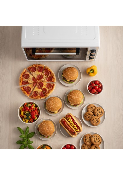 AF930L 45 Lt Gri Midi Fırın, İç Aydınlatmalı, Zaman Ayarlı, Izgara ve Fırın Fonksiyonlu, 2 Tepsi, 1 Tel Izgara