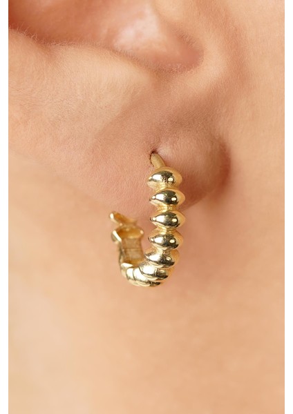 14 Ayar Altın Oval Toplu Halka Küpe