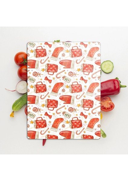 Cam Kesme Tahtası ve Sunumluk Christmas Yılbaşı Desenli 20 x 30 cm modelleri