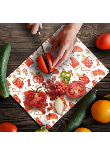 Cam Kesme Tahtası ve Sunumluk Christmas Yılbaşı Desenli 20 x 30 cm fırsatları