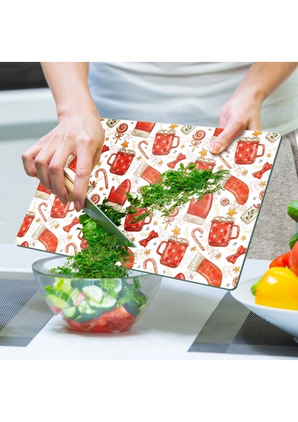Cam Kesme Tahtası ve Sunumluk Christmas Yılbaşı Desenli 20 x 30 cm indirimleri