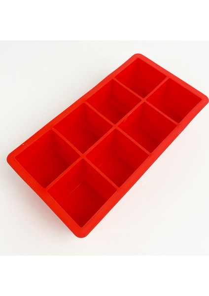 Iles Gurme Kapaksız Büyük Boy 8 Bölmeli Silikon Buz Kalıbı, Kırmızı fırsatları