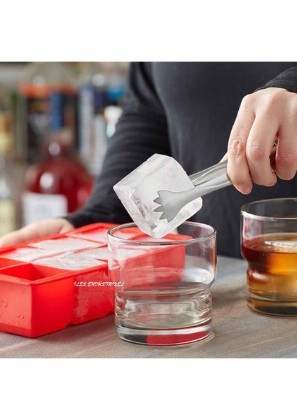 Iles Gurme Kapaksız Büyük Boy 8 Bölmeli Silikon Buz Kalıbı, Kırmızı indirimleri