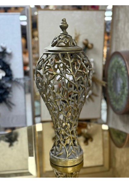 Pirinç Dekoratif Eskitme Küp 50 cm