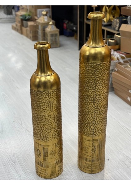 2'li Gold Telkari Vazo 100-80 cm