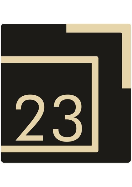 Siyah Gold Aynalı Pleksi Kare Daire Kapı Numarası No 23