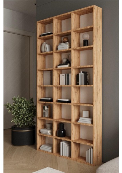 Zeynep 24 Raflı Çok Amaçlı Dolap - Kitaplık Atlantik Çam modelleri