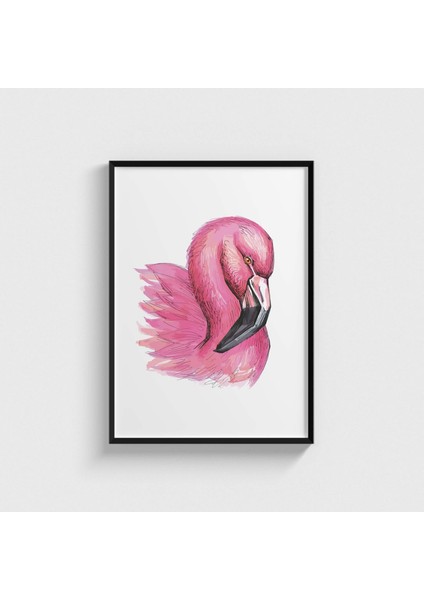 Flamingo Çerçeveli Tablo Ev Oda Duvar Dekorasyonu