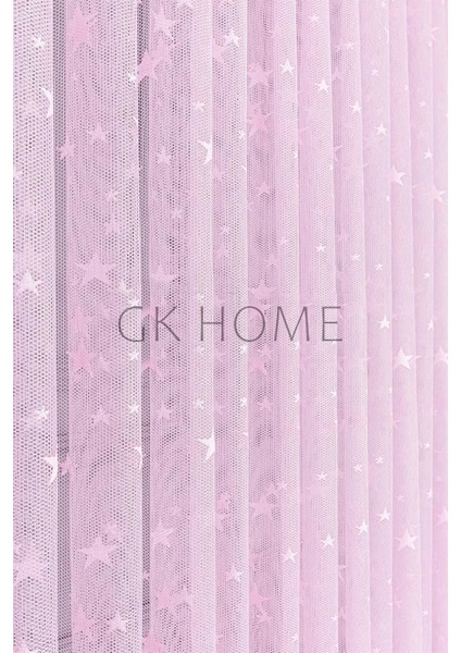 Lüks Tül Perde Yıldız Desenli Çocuk Odası Tülü Sık Pile Pembe Renk fırsatları