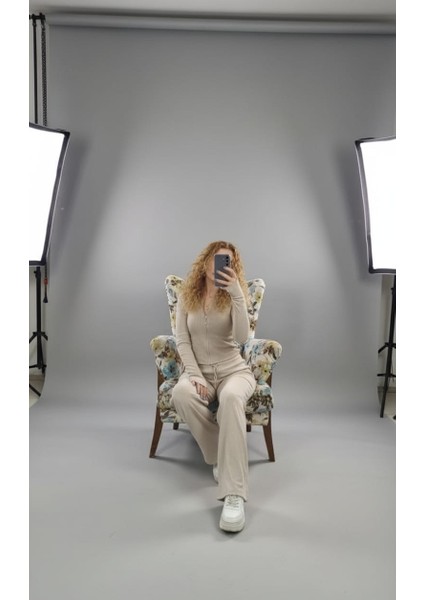 Kadın Fitilli Fermuarlı Kapüşonlu Crop Hırka ve Bol Paça Eşofman Takımı fiyatları